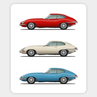 Jaguar E Type Fixed Head Coupe Red White And Blue Sticker